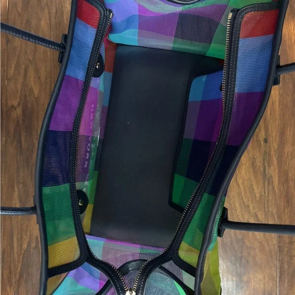 kate spade Multicolor Striped mesh Tote with Black Trim - Picture 4 of 5